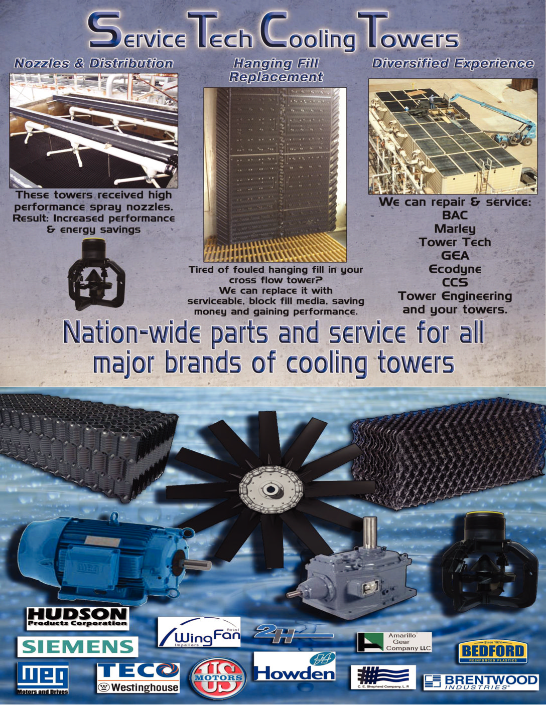 OEM Cooling Tower Service, Maintenance and Parts